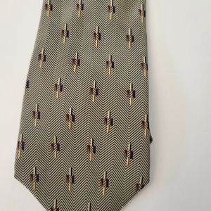 Bill Blass Beige, Gray, Gold, Burgundy Silk Tie